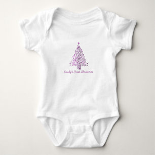 Elegant Rosa Weihnachtsbaum Jahreszeit Baby Strampler