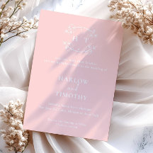 Elegant-rosa-weiße Monogram-Kalligrafie-Hochzeit