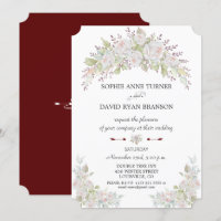 Elegant Rosa White Roses Burgundy Wedding