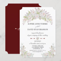 Elegant Rosa White Roses Burgundy Wedding