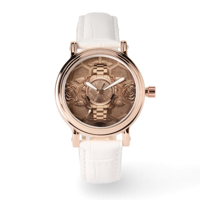 Elegant Rose Aesthetic Floral Wrist Watch Armbanduhr (Vorderseite)