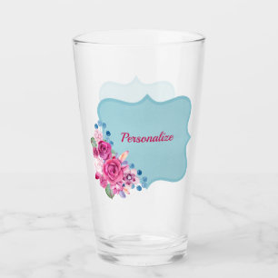 Elegant Rose Bouquet Baby Blue Personalize Glas