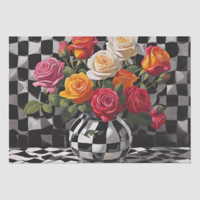 Elegant: Rose Bouquet im Harlequin Seidenpapier (Vorderseite)