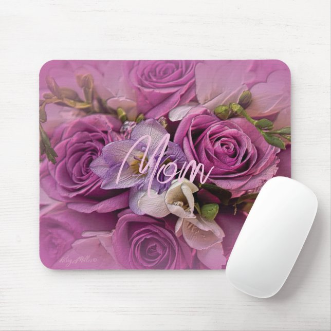 Elegant Rose Bouquet Mousepad (Mit Mouse)