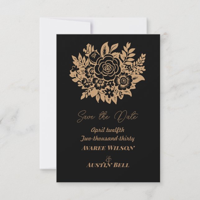 Elegant Rose Bouquet Save The Date (Vorderseite)