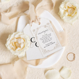 Elegant Rose Garden Trellis Calligraphy Thank you Geschenkanhänger