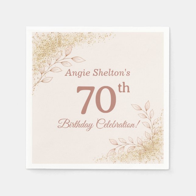 Elegant Rose Gold 70th Birthday Celebration  Serviette (Vorderseite)