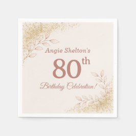 Elegant Rose Gold 80th Birthday Celebration Serviette