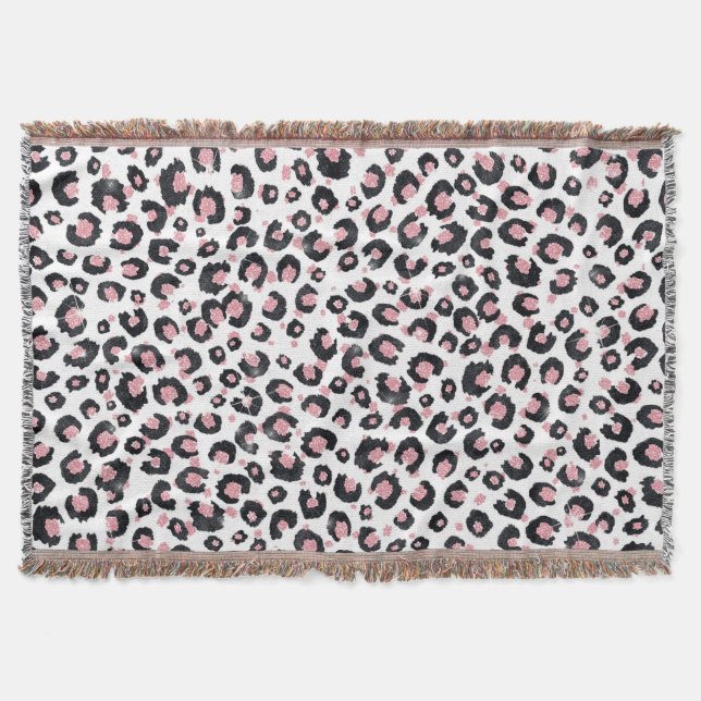 Elegant Rose Gold Black Leopard Pattern Decke (Vorderseite)