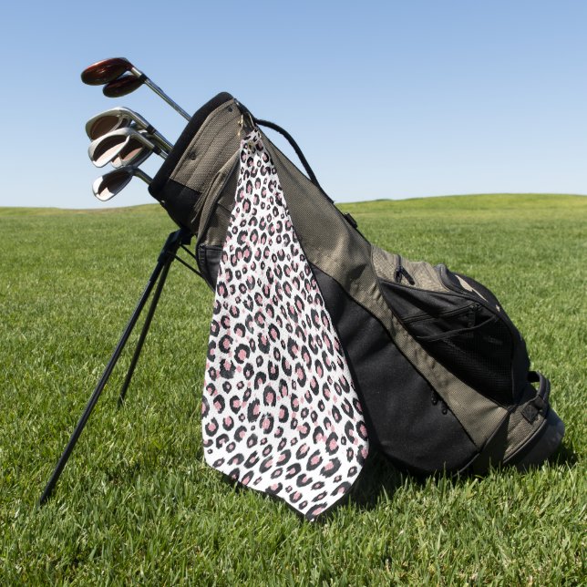 Elegant Rose Gold Black Leopard Pattern Golfhandtuch (Gras)