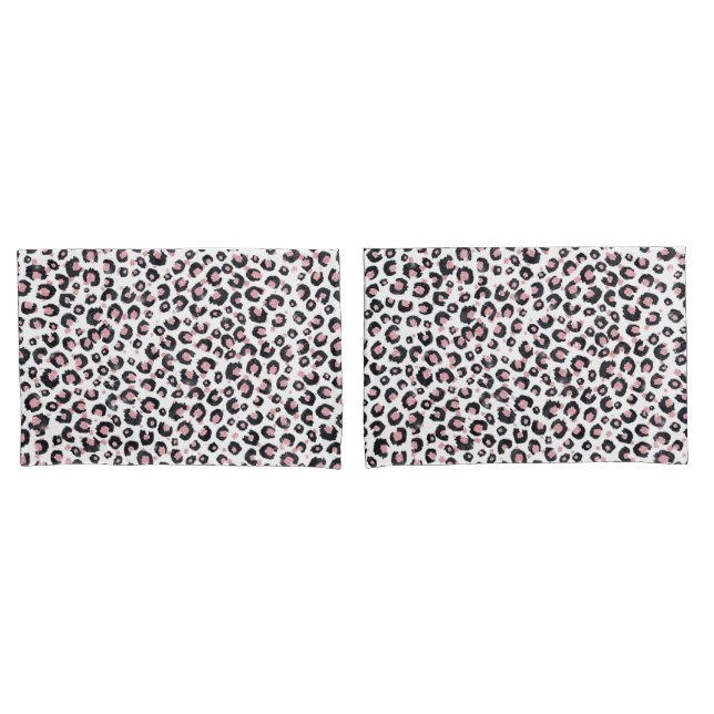 Elegant Rose Gold Black Leopard Pattern Kissenbezug (Vorderseite-Set)