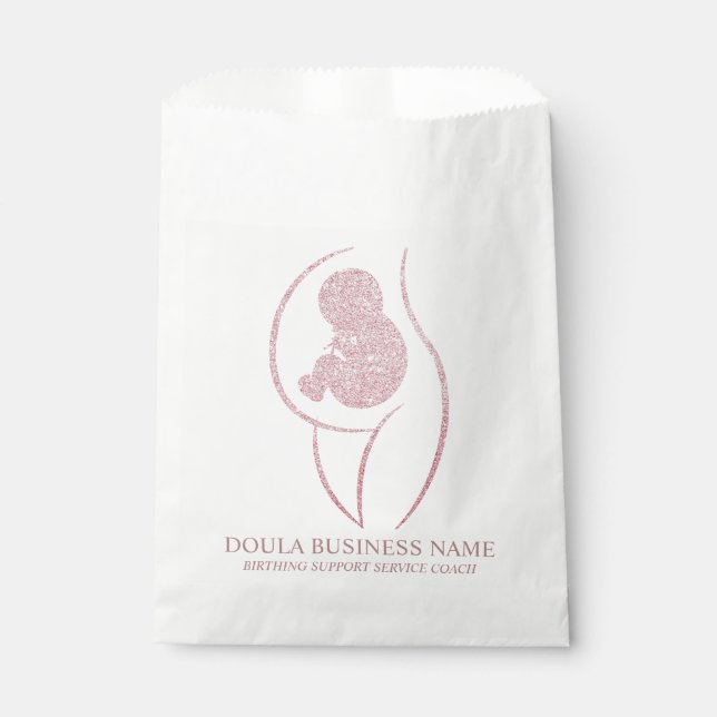 Elegant Rose Gold Doula & Baby Geschenktütchen (Vorderseite)