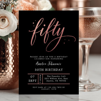 Elegant Rose Gold Fiftieth 50th Birthday Invitatio Einladung