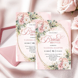 Elegant Rose Gold Floral Bridal Shower Invitation Einladung