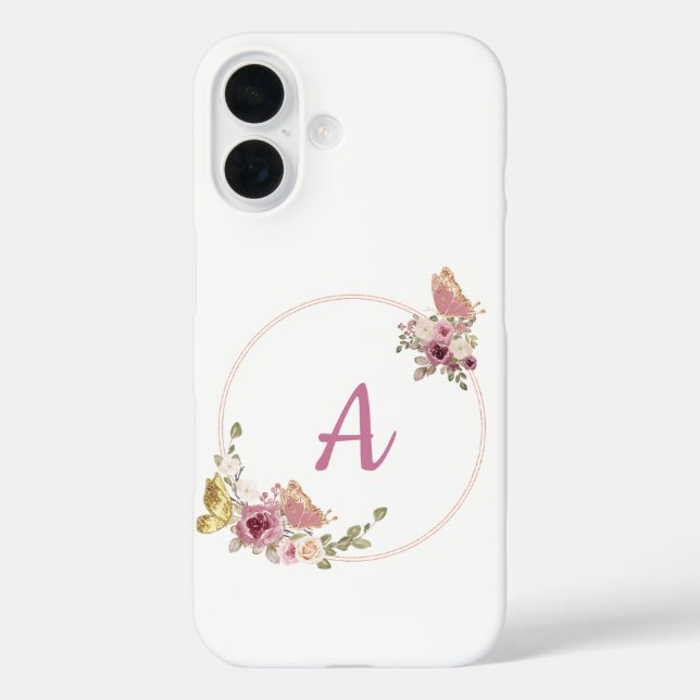 Elegant Rose Gold Floral Frame-Personalized  Case-Mate iPhone Hülle (Rückseite)