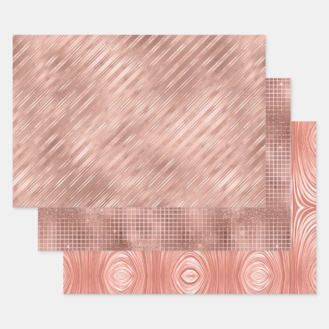 Elegant Rose Gold Foil Glam Patterns Geschenkpapier Set (Set)