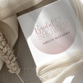 Elegant Rose Gold Glitter Bridal Shower  Runder Aufkleber
