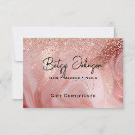 Elegant Rose Gold Glitter Gift Certificate Card Einladung