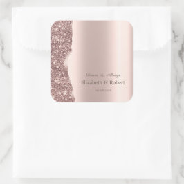 Elegant Rose Gold Glitter Script Quadratischer Aufkleber