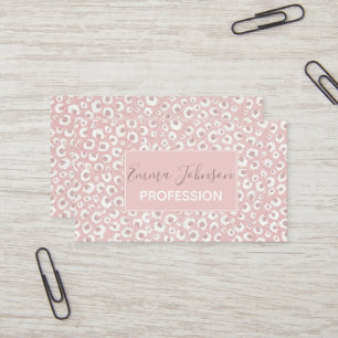 Elegant Rose Gold Glitter White Leopard Print Visitenkarte