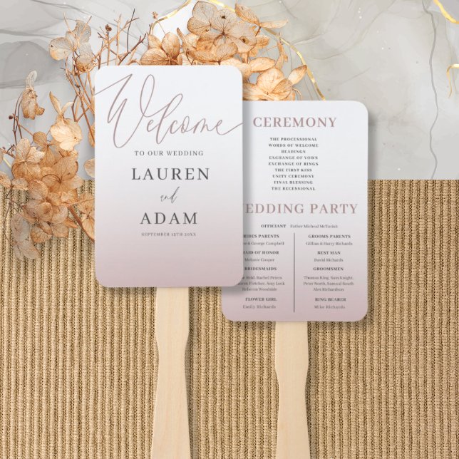 Elegant Rose Gold Gradient & Calligraphy Wedding Fächer (Von Creator hochgeladen)
