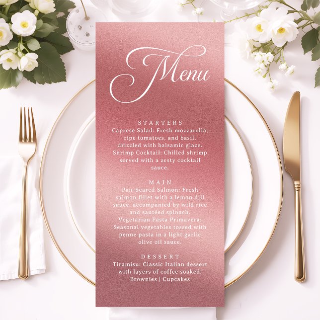 Elegant Rose Gold Modern Wedding Dinner Menükarte (Von Creator hochgeladen)