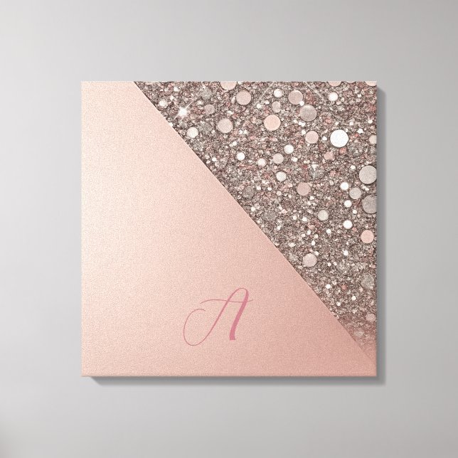 Elegant Rose Gold Monogram Leinwanddruck (Vorderseite)