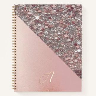 Elegant Rose Gold Monogram Notizbuch
