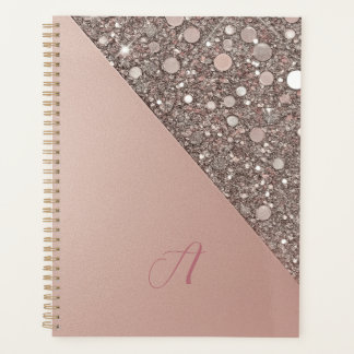 Elegant Rose Gold Monogram Planner Planer