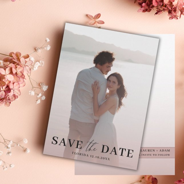 Elegant Rose Gold & Photo Save the Date  (Von Creator hochgeladen)