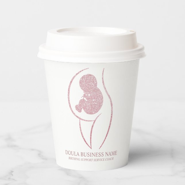 Elegant Rose Gold Pregnant Silhouette Pappbecher (Vorderseite)