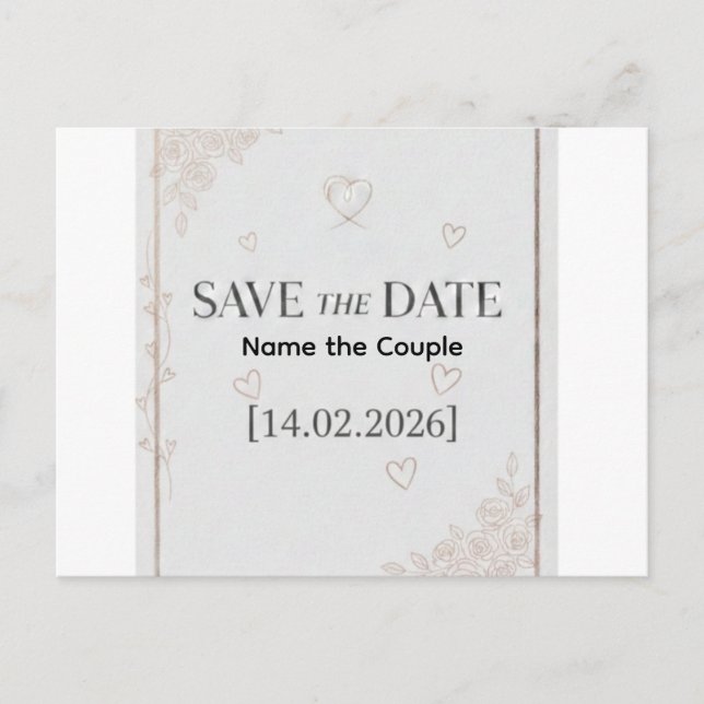Elegant Rose Gold Save the Date Announcement Postc Ankündigungspostkarte (Vorderseite)