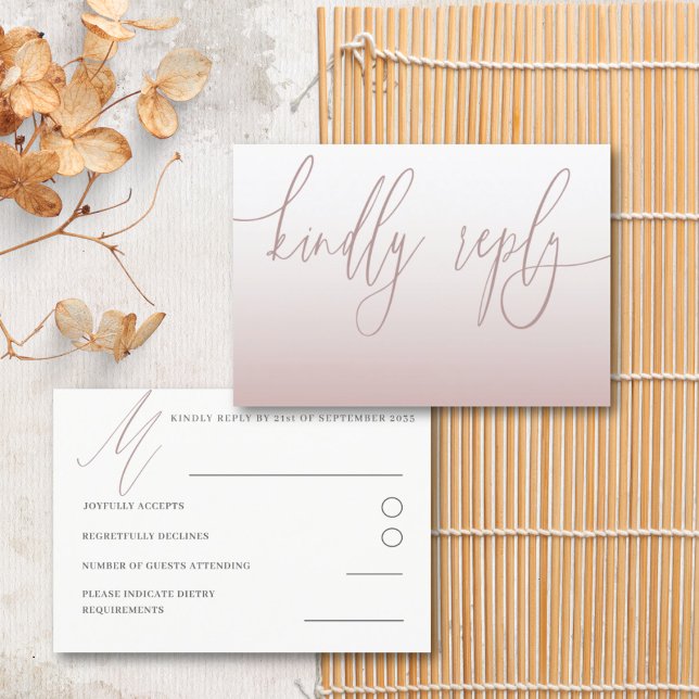 Elegant Rose Gold Simple RSVP Wedding Karte (Von Creator hochgeladen)