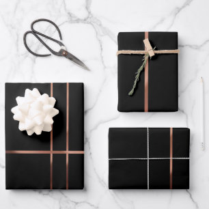 Elegant Rose gold stripes Wrapping Pape Geschenkpapier Set