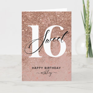 Elegant Rose Gold Sweet 16 Birthday Karte