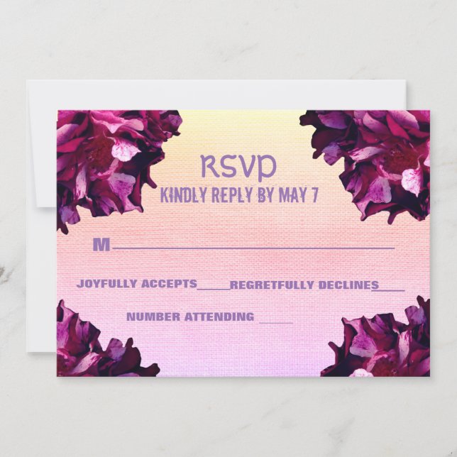 Elegant, Rose Hochzeit RSVP Einladung (Vorderseite)