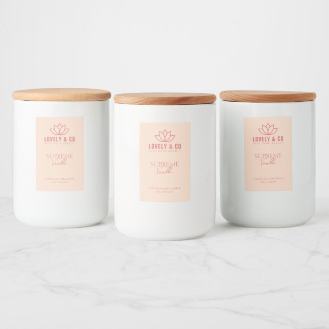 Elegant Rose & Ivory Candle Product Label  Lebensmitteletikett (Flaschen)