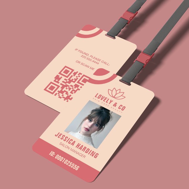 Elegant Rose & Ivory Salon Employee Qr Code  Ausweis (Von Creator hochgeladen)