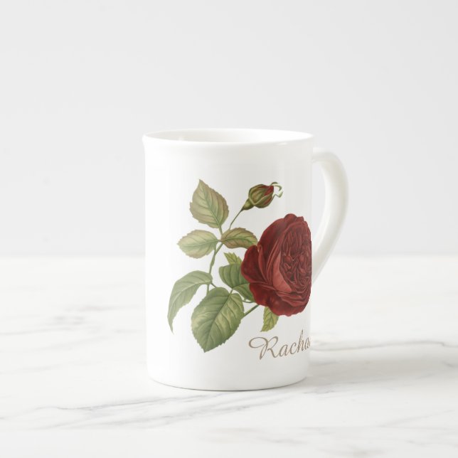 Elegant Rose Personalised Prozellantasse (Vorderseite Rechts)