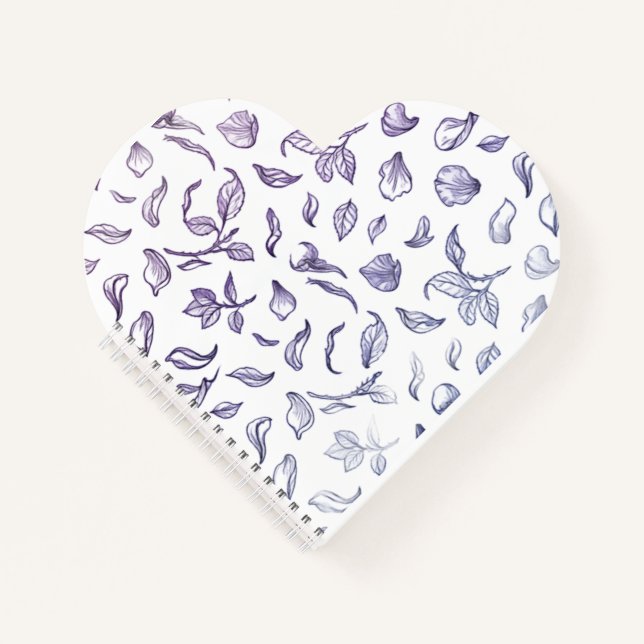 Elegant Rose Petal Line Art Pattern Notebook Notizbuch (Vorderseite)