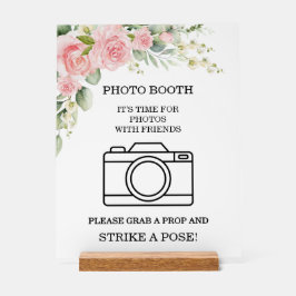 Elegant Rose Pink Wedding Photo Booth Acrylschild