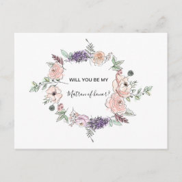 Elegant Roses Floral Moderne Matron of Honour Einladungspostkarte
