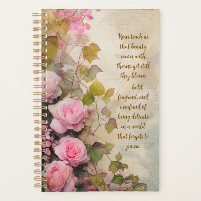 Elegant Roses Floral Planner – Romantic Botanical  Planer (Vorderseite)