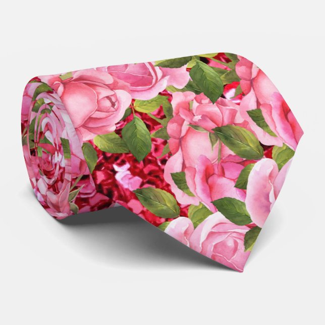 Elegant Roses Rose Formal Neck Tie Krawatte (Gerollt)