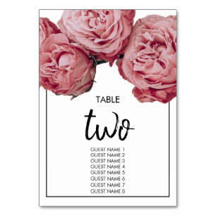 Elegant Roses Wedding Guest Names Tischnummer