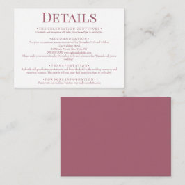 Elegant Rosewood Rosa Wedding Details Begleitkarte