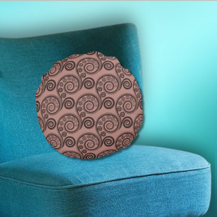 Elegant Rosy-Brown Fern Leaf Round Pillow Rundes Kissen