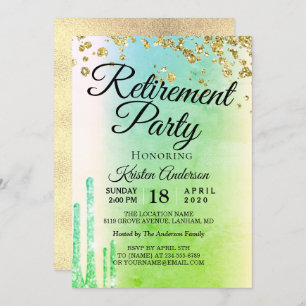 Elegant Rosy Funkelnd Glitzer Retirement Party Inv Einladung