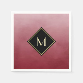 Elegant rot mit einfachem Goldmonogramm Serviette