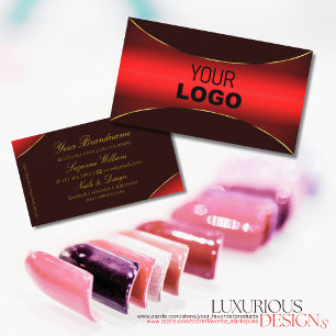 Elegant Rot mit Gold Border und Logo Stilvoll Visitenkarte